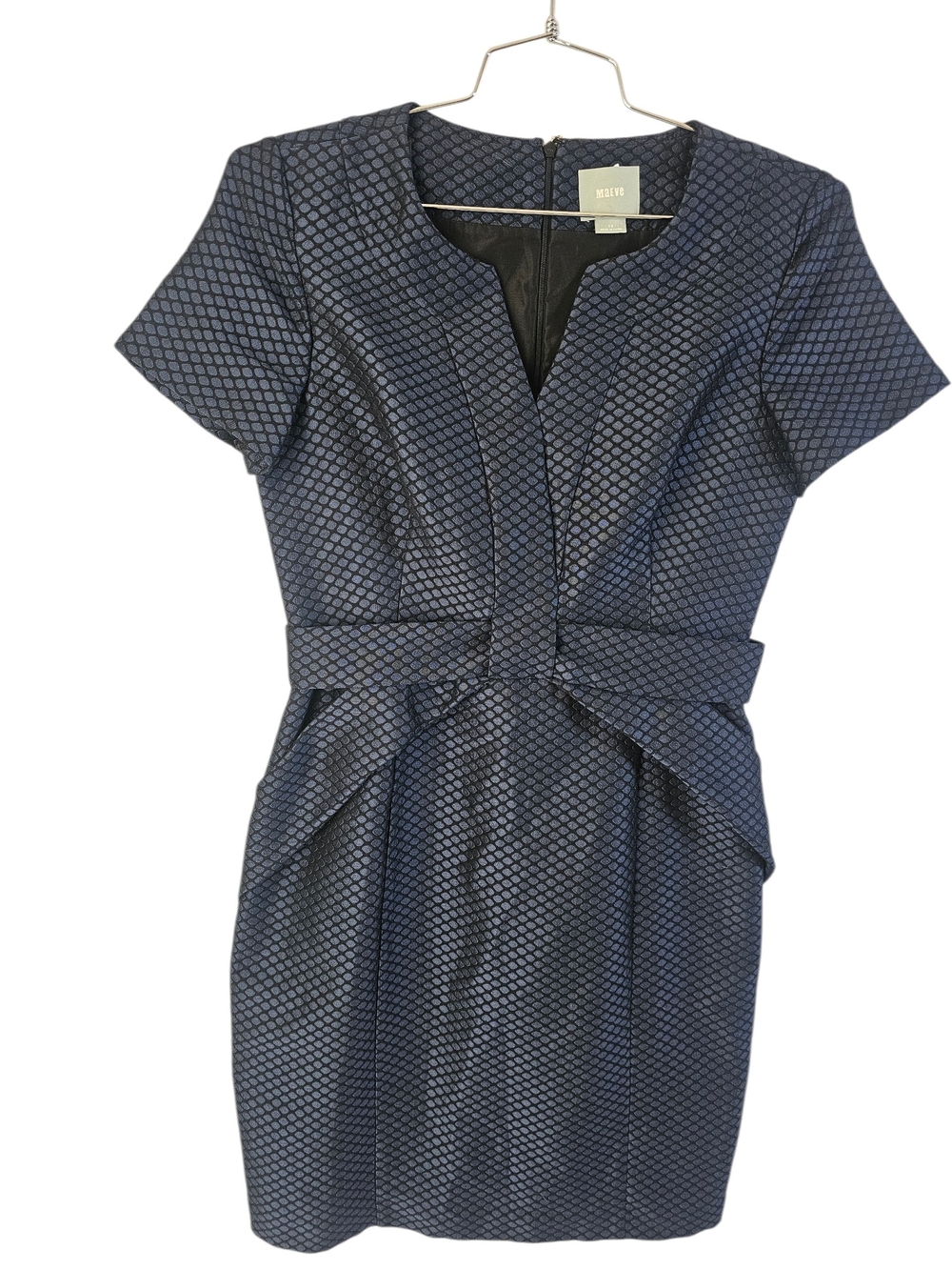 Anthropologie Maeve Shelby Navy Jacquard Sheath Dress size 10